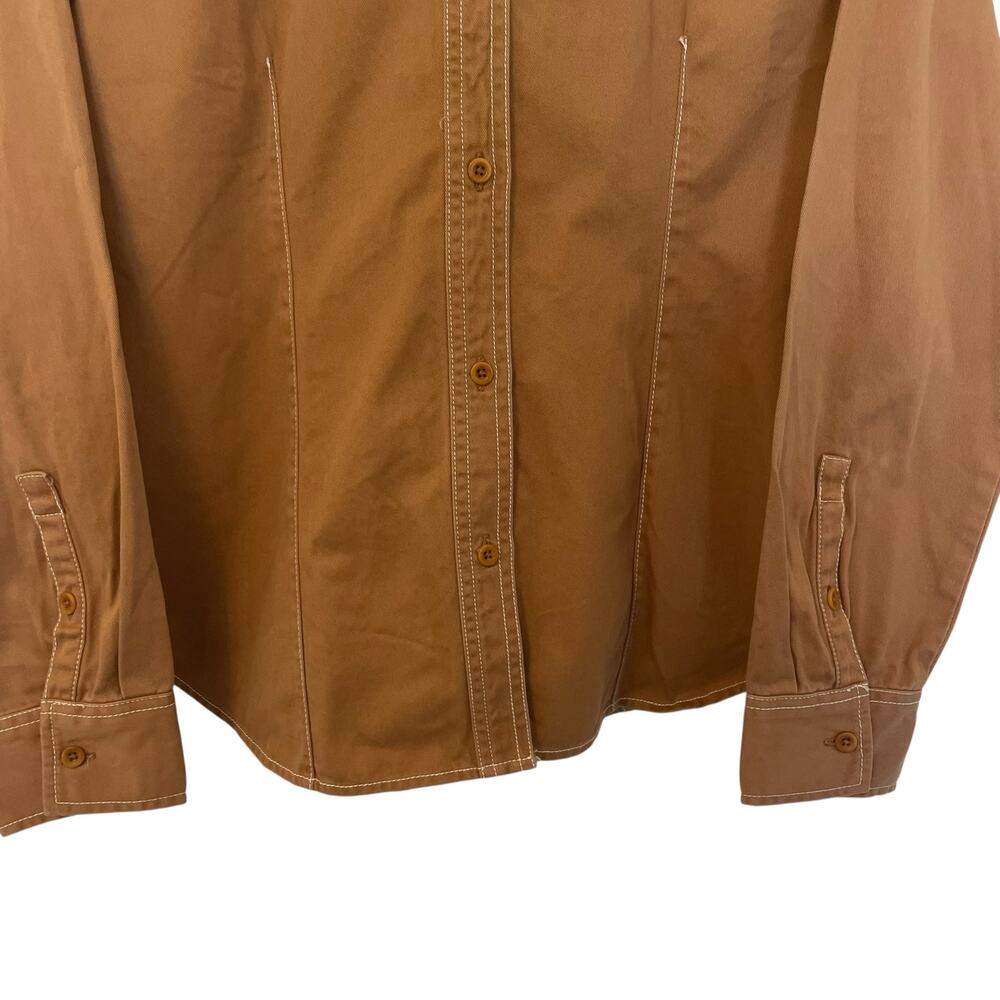 Madewell Darted Button-Up Long Sleeve Collared Shirt Brown Womens Size 12 - Picture 7 of 11